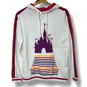 Hong Kong Disneyland Womens Sweatshirt Medium White Hoodie Castle Design NWT